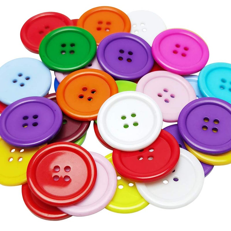 Chenkou Craft Mix Color Plastic Resin Circle Big Button 4 Holes DIY Craft Sewing 30mm 40pcs(Mix, 1 1/4"(30mm)) - Image 1